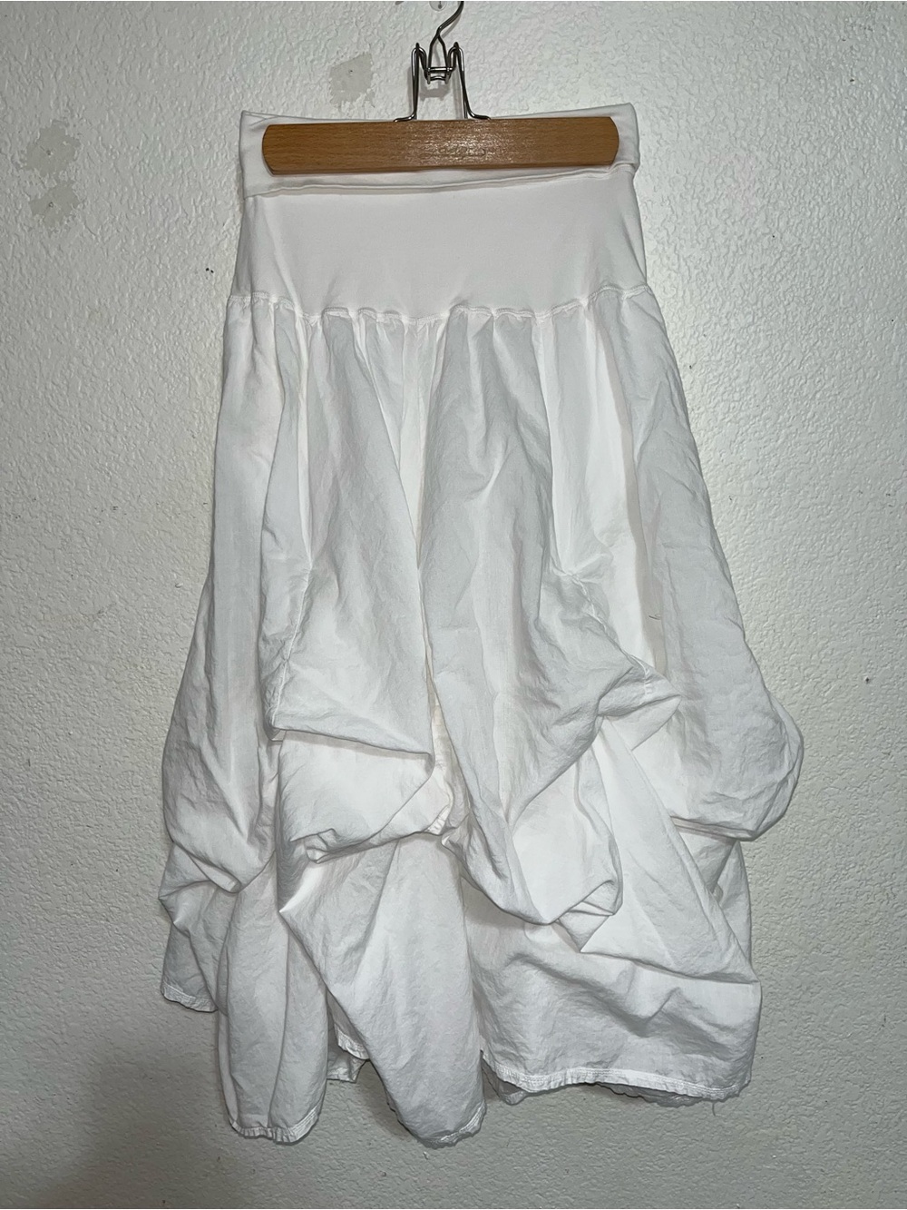 Baba White A-Line Bubble Skirt with Gathered Waistband
